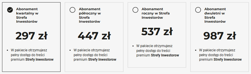 Abonamenty w Strefie Inwestorów