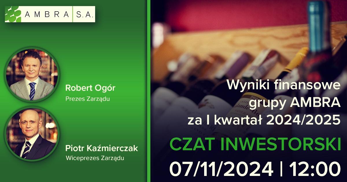 Wyniki finansowe grupy AMBRA za I kwartał 2024/2025 – czat inwestorski z zarządem