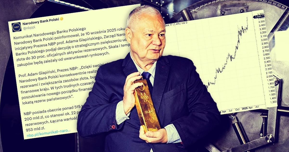 Cena złota najwyżej w historii. NBP zwiększa jego udział w rezerwach