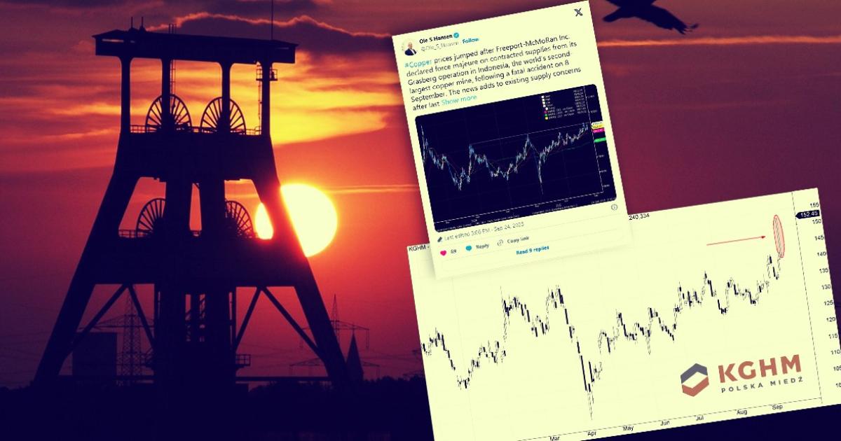 KGHM +7% po szoku podażowym na miedzi – wypadek w Grasberg i protesty w Peru podbijają oczekiwania